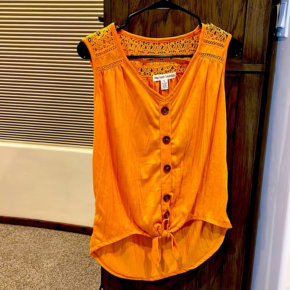 Size small, yellow orange tie with lace feature on back